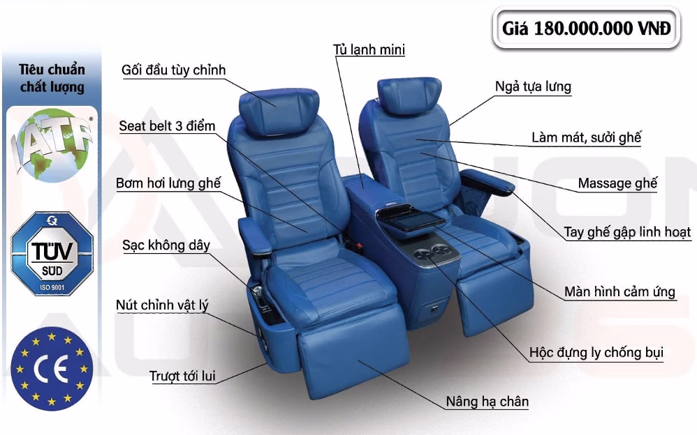 Ghế Limousine HiPoint HP02 17 tính năng Hipoint HP02