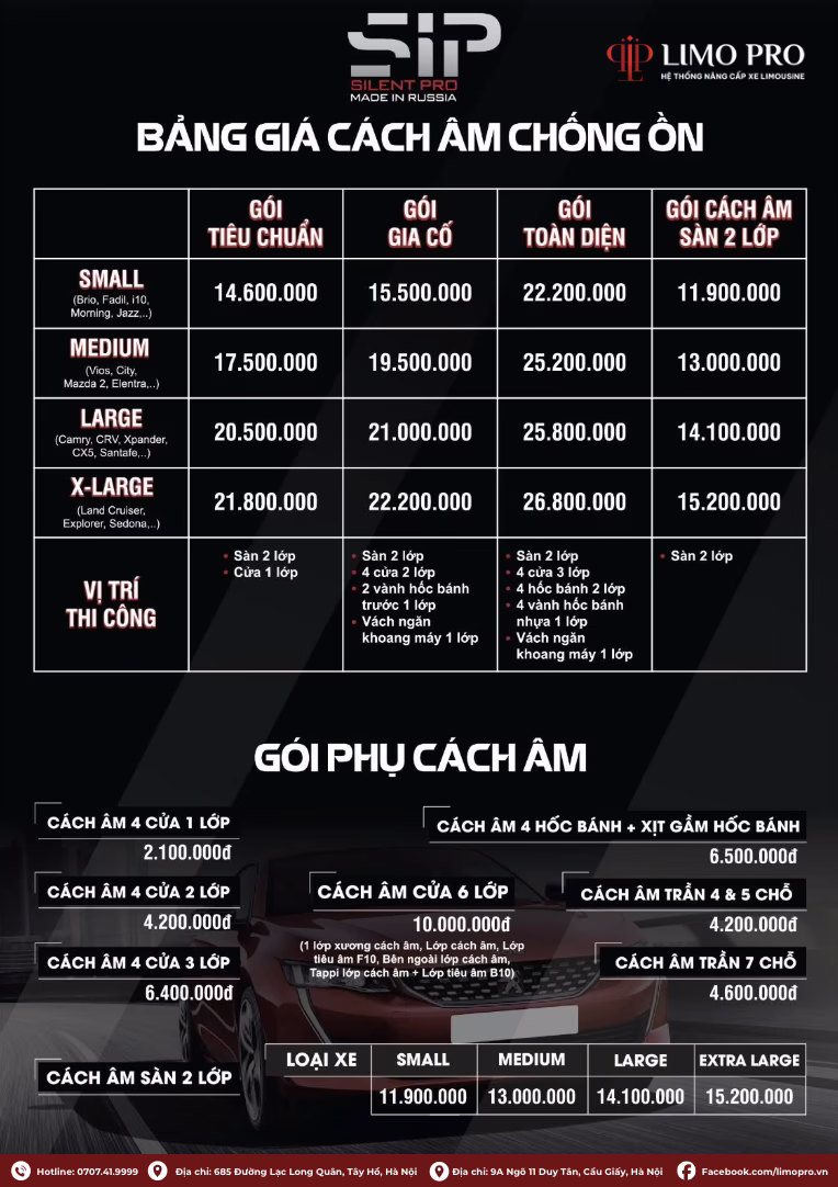 Bảng giá thi công gói cách âm Silent Pro