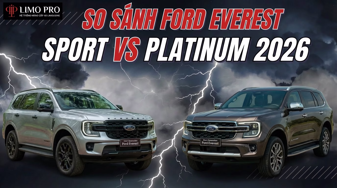 So sánh Ford Everest VS Platinum 2026 - Đỏ với viền