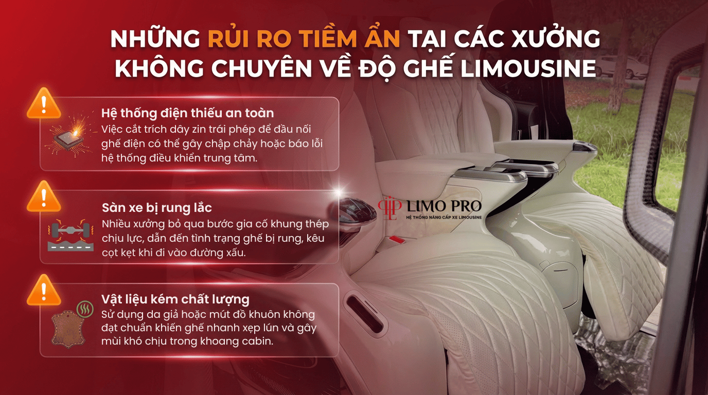 Review xưởng độ ghế limousine - Những rủi ro tiềm ẩn tại các xưởng không chuyên