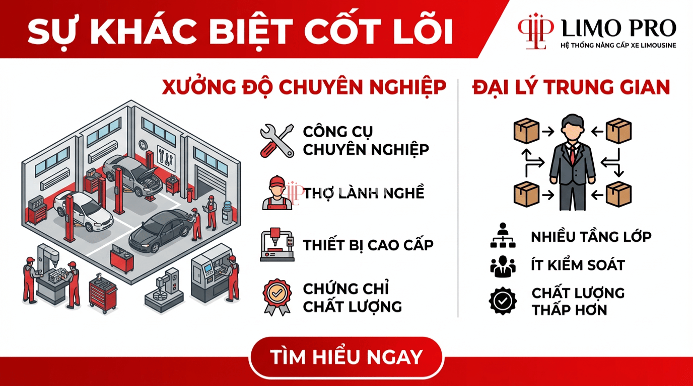Sự khác biệt cốt lõi giữa xưởng độ ghế limousine và đại lý trung gian